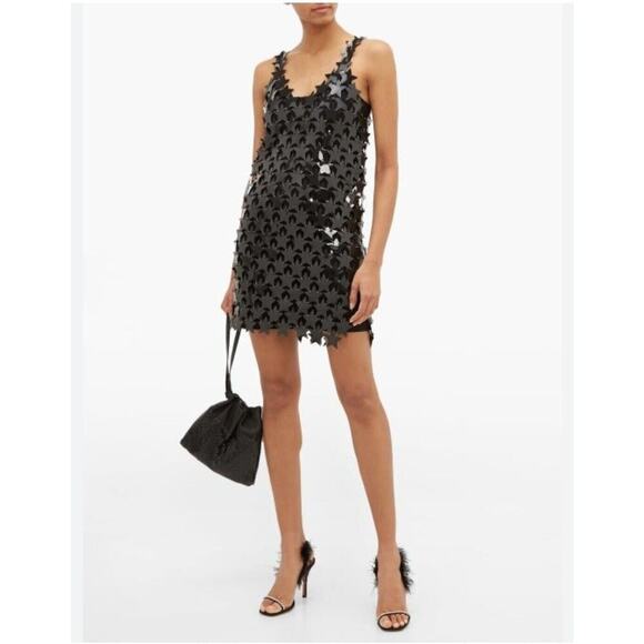 NEW $1920 Paco Rabanne RABANNE Star Embellished Mesh Mini Dresssz 36 Bla… - Picture 6 of 16